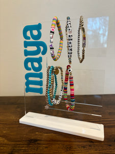 Personalized Acrylic Bracelet Organizer Stand – A Wink and A Nod