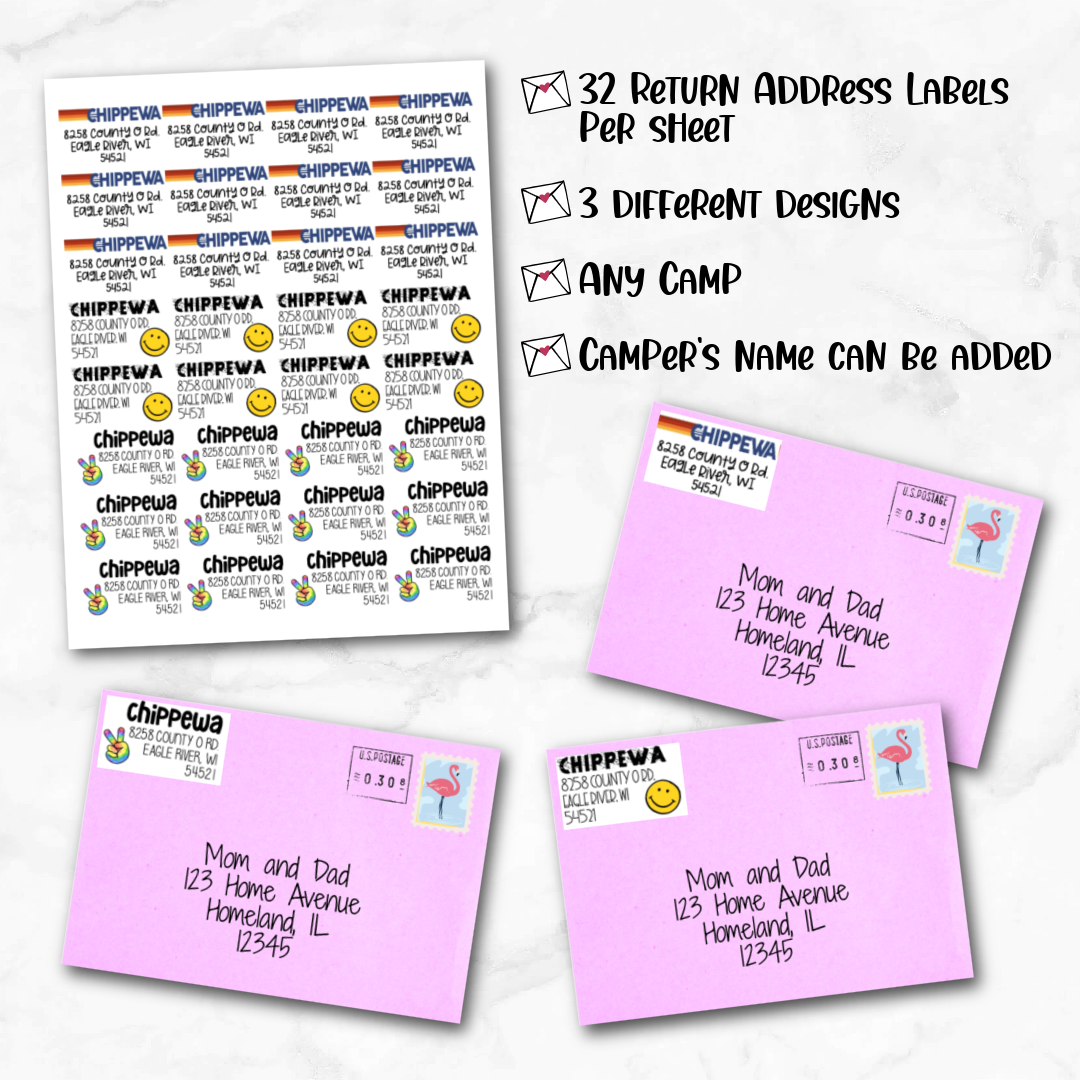 Girls' Camp Return Address Labels Mixed Design