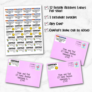 Girls' Camp Return Address Labels Mixed Design