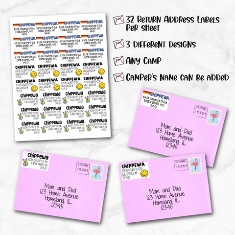 Girls' Camp Return Address Labels Mixed Design