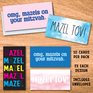 Modern Mazel Tov Mitzvah Gift Folded Cards