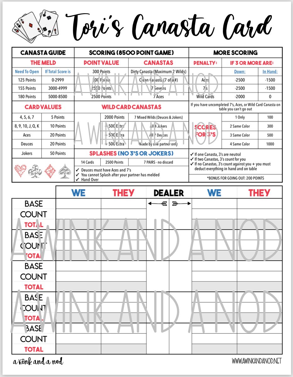 Canasta Scorecard Notepads