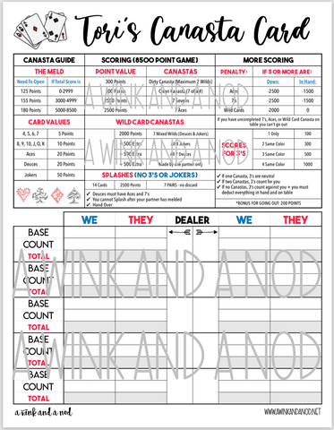 Canasta Scorecard Notepads