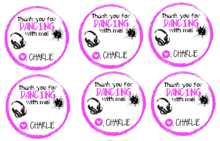 DJ Dance Party Favor Tag