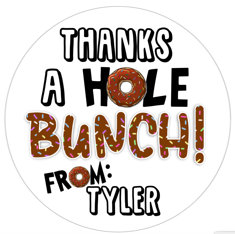Donut Know How To Thank You Stickers