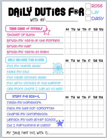 Chore Chart Notepads