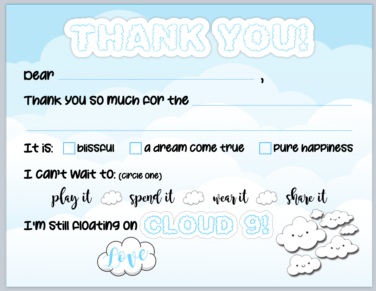 Cloud 9 Blank You Notes