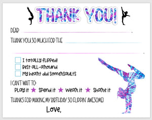 Flippin' Awesome Gymnastics "Blank You" Notes