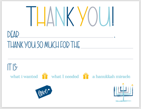 Hanukkah Fill in the Blank Thank You Note