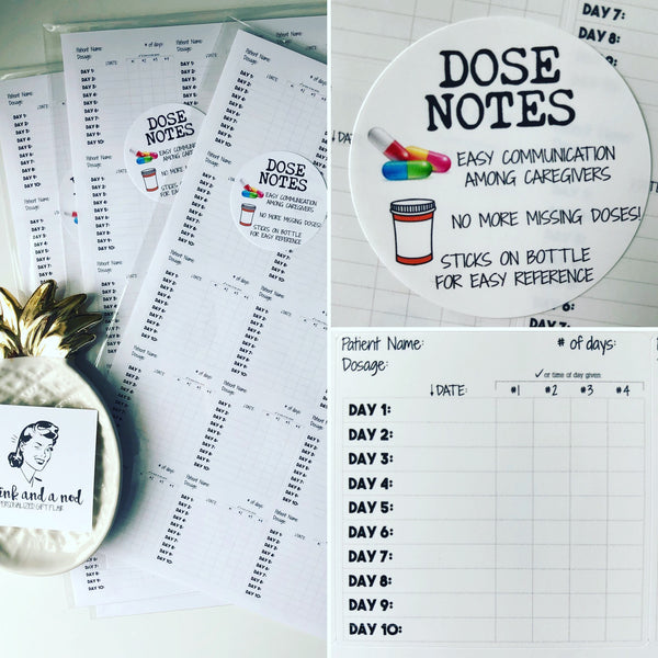 Dose Notes Medication Stickers