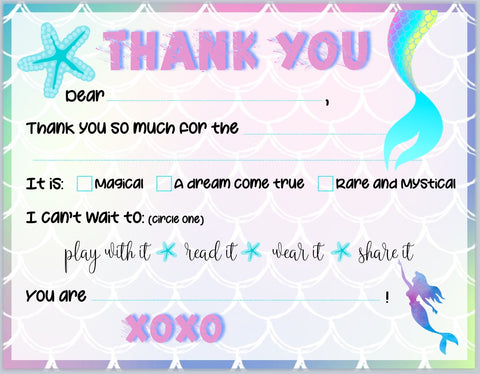Mermaid "Blank You" Notes