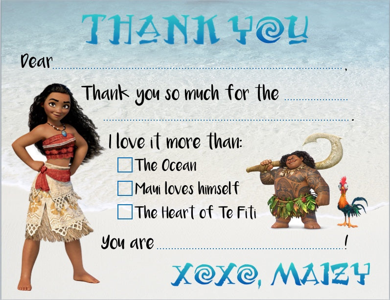 Moana "Blank You" Notes