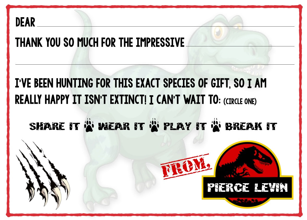 Jurassic Dinosaur "Blank You" Notes