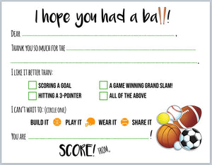 Play Ball! Sports "Blank You" Notes