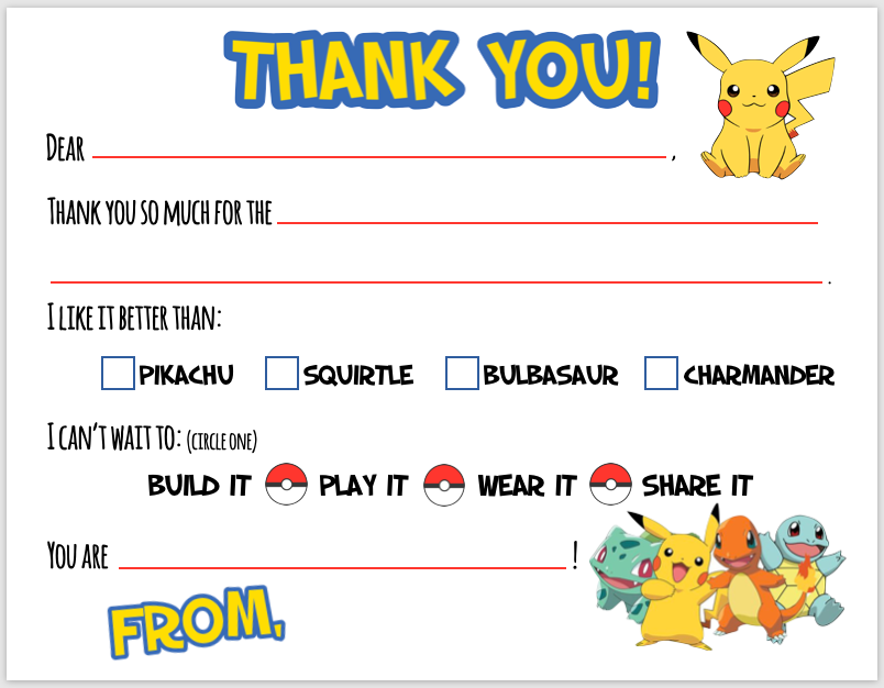 Gotta Get 'Em All "Blank You" Notes
