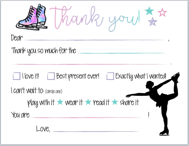 Ice Skating "Blank You" Notes