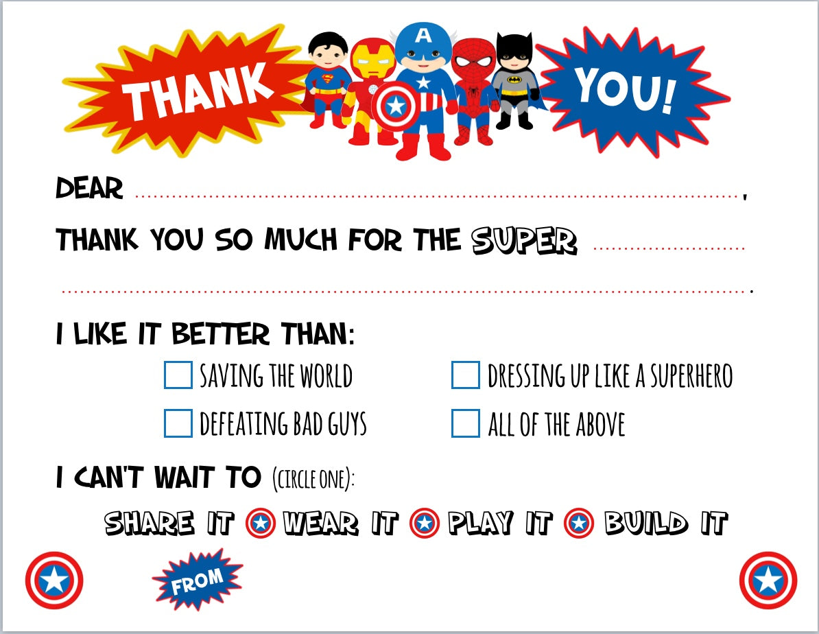 Superhero "Blank You" Notes