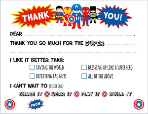 Superhero "Blank You" Notes