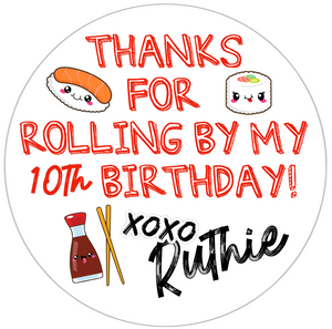 Hibachi Sushi Favor Stickers