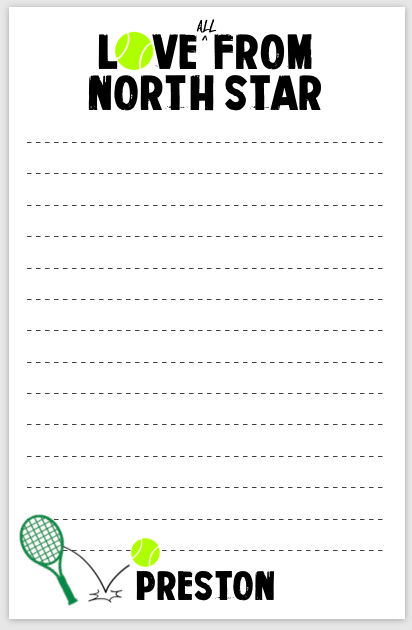 Love/Love Tennis Camp Notepad