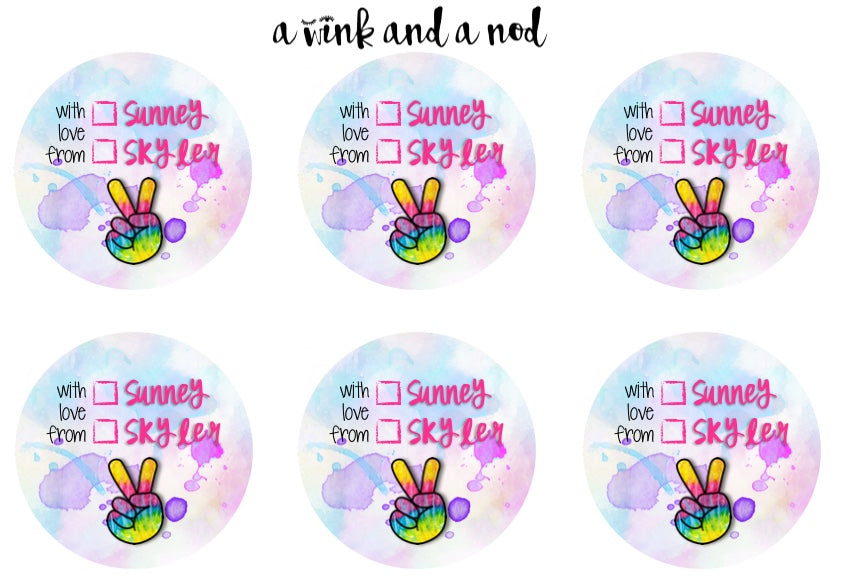 Tie Dye Peace Gift Stickers