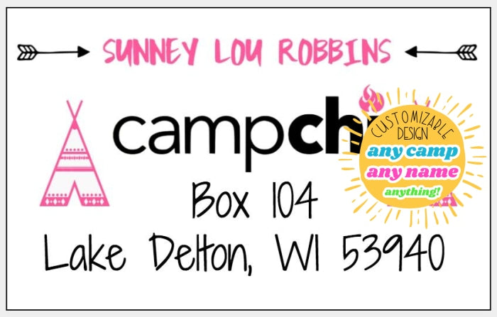 Arrow + Happy Camper Return Address Labels