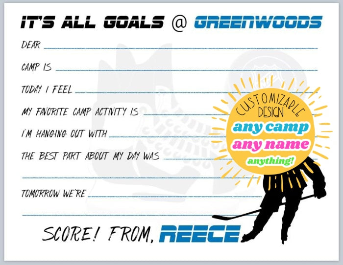 Camp Goals Hockey Notecards
