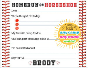 Homerun Baseball Camp Notecards