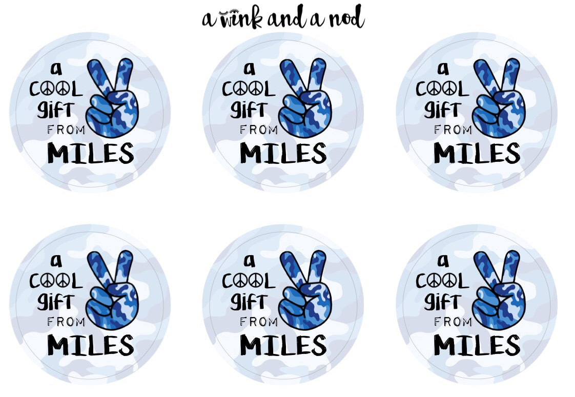 Blue Camo Peace Gift Stickers