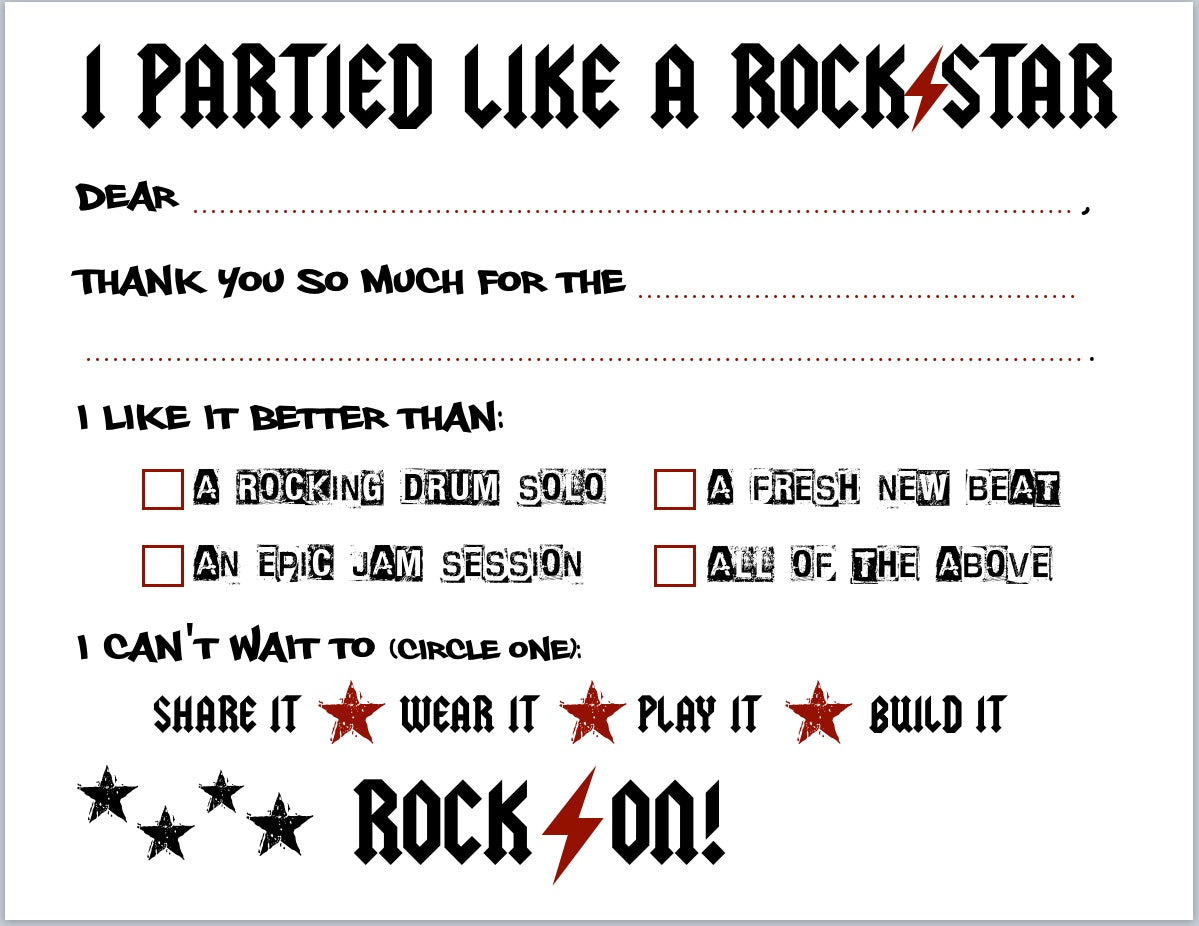 Rock Star "Blank You" Notes