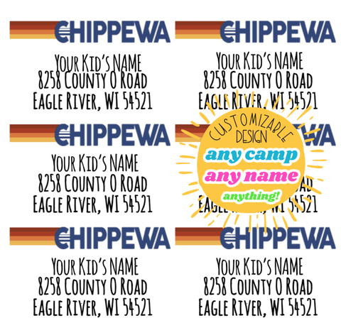 Striped Nation Camp Return Address Labels