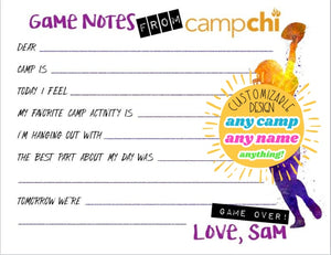 Touchdown Football Fill-In Camp Notecards